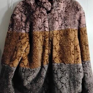 Gimmicks by BKE Pink and Brown Teddy Jacket
